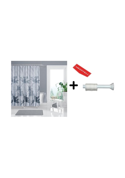 Banyo Duş Perdesi 5104 120x200 Perde Borusu Askı Aparatı 90x130 Hediyeli Çok Renkli
