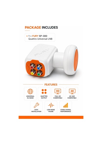 Fury Sp-300 Quattro Santral Lnb Full Hd 4k Universal Ku Band Uydu Lnb