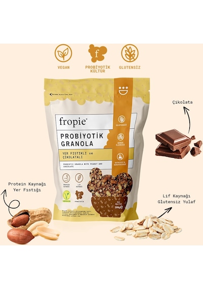 Fropie Probiyotik Granola - Yer Fıstığı & Çikolata 200 G