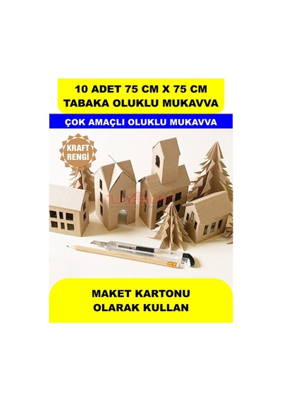 10 Adet 75cm X 75cm Baskısız Tabaka Oluklu Mukavva, Çocuk Etkinlik Kartonu, Maket Kartonu, Kargo Kartonu