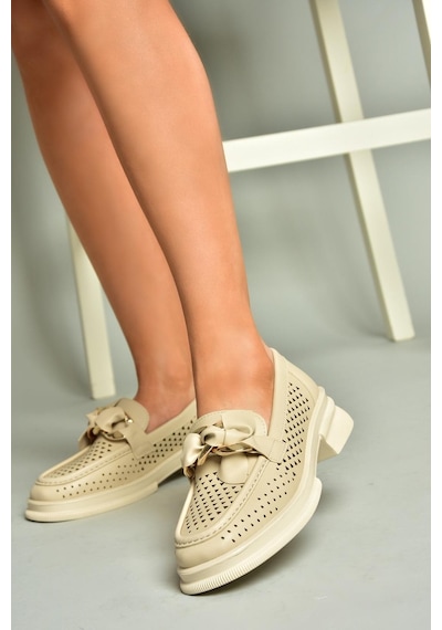 Fox Shoes U704137509 Bej Loafer Makosen Kadın Ayakkabı Bej