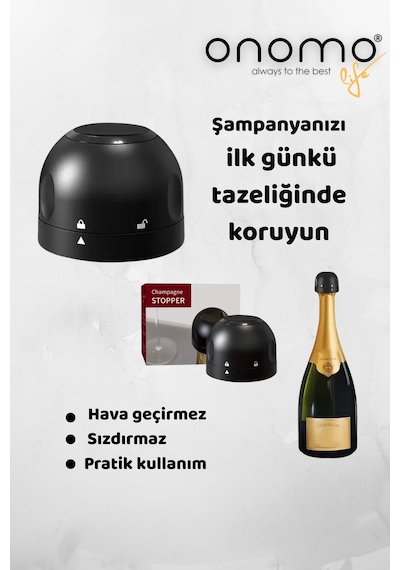 Life Vakumlu Sızdırmaz Şampanya Şişesi Tıpası Siyah