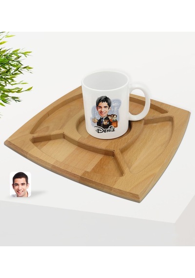 Kişiye Özel Erkek Avukat Karikatürlü Beyaz Kupa Ve Doğal Masif Ah N11.2158