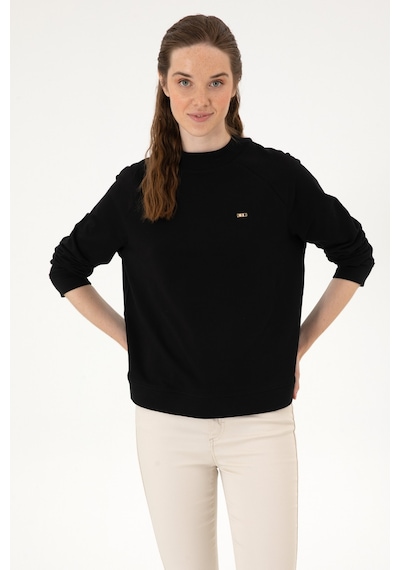 U.S. Polo Assn. Kadın Siyah Regular Bisiklet Yaka Basic Sweatshırt 50313610-VR046