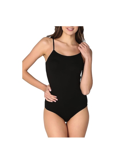 Gümüş Kadın İp Askılı Kancalı Çıt Çıtlı Body 6 Lı Paket Siyah