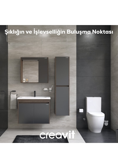 Creavit PL18808-S Planet 2li WC Kağıtlığı Kapaksız Mat Siyah