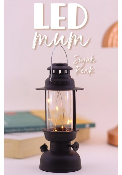 Led Mum Kamp Lambası 1 Adet - Tipi Pil Dahil Dumansız Alev Ledli Dekoratif Mum Dekor Işığı Siyah Pt437 Siyah
