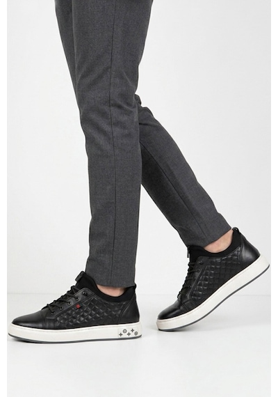Voyager Siyah Hakiki Deri Kroko Desenli Rahat Şık Erkek Casual Ayakkabı Sneaker 6424-1 M