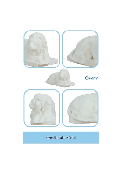 Dekoratif Biblo Yeleli Aslan Heykel El Yapımı Hediyelik Süs Eşyası Model Aslan3 - Beyaz