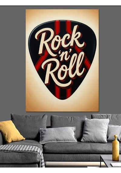 Ahşap Tablo Rock'n Roll Gitar Penası