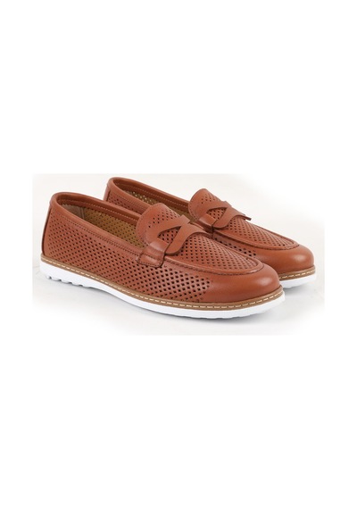 Libero L10.2231 Kadın Loafer Lazer Kesim Slip-on Ortopedik Poli Taban Comfort Anne Ayakkabısı Taba