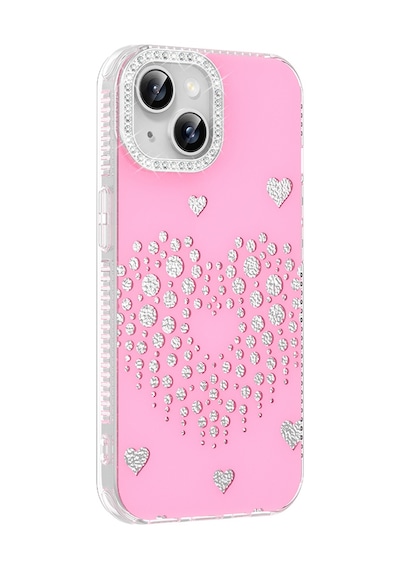 Apple iPhone Uyumlu 14 Kılıf Damla Taşlı Zore Rivas Sert Pc Kapak - Pembe