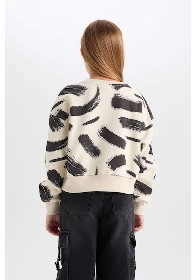 DeFacto Kız Çocuk Desenli Bisiklet Yaka Sweatshirt D3018A824WNBG734 Bej DeFacto Kız Çocuk Desenli Bisiklet Yaka Sweatshirt D3018A824WNBG734 Bej