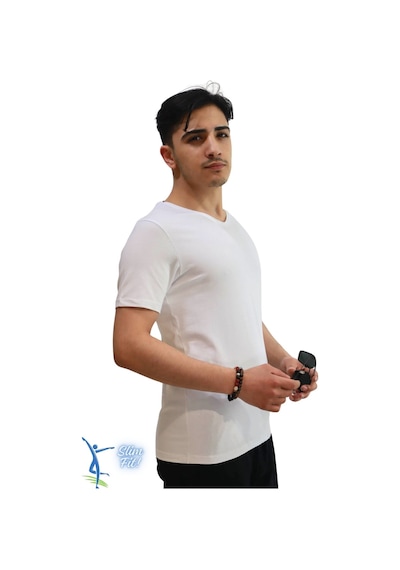Sermoda Erkek Slim Fit V Yaka Tişört - Dar Kesim Basic Günlük T-shirt Beyaz