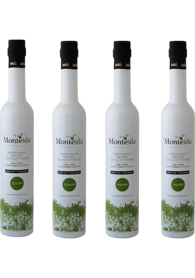 Monteida Erken Hasat Soğuk Sıkım Natürel Sızma Zeytinyağı Beyaz Şişe 4 x 500 ML