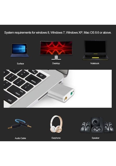 Lexroo Usb 7.1 Ses Kartı Sound Card Usb Mikrofon Kulaklık Çevirici