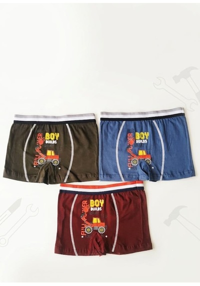 Erkek Çocuk Renkli Pamuklu Boxer 3 ' Lü Paket Karışık Çok Renkli