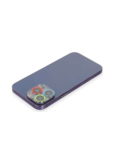 İphone 13 Pro Max Renkli Kamera Lens Koruma Cam - Mavi-yeşil Diğer