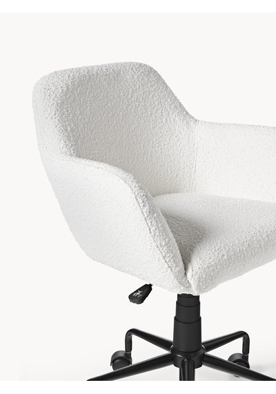 Westwing Bouclé Ofis Sandalyesi Lucie: Beyaz, Altın Ayaklı, Ayarlanabilir Beyaz - Siyah Westwing Bouclé Ofis Sandalyesi Lucie: Beyaz, Altın Ayaklı, Ayarlanabilir Beyaz - Siyah