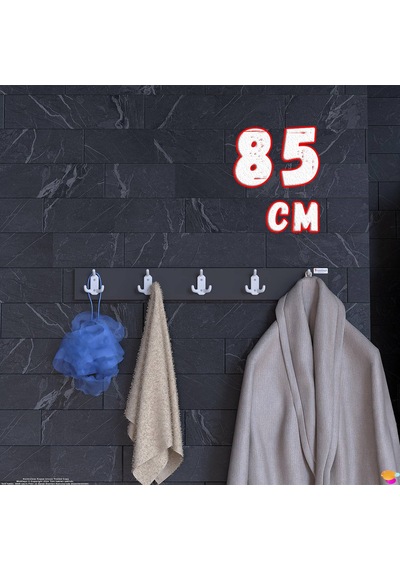 Modilayn Arı Serisi 15 Kancalı Banyo Askısı - 5'li Set 81,4x9,6 Cm Ekstra Düzen Ve Yer Tasarrufu Antrasit