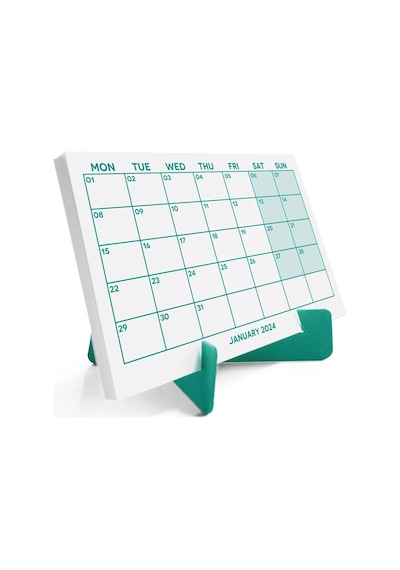 Yeşil Renkli Aylık Planlama 2027 Takvim, 2027 Masa Takvimi, Green Color Monthly Planner Calendar