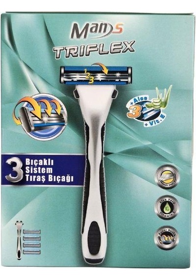 Man's Triflex 3 Bıçaklı Sistem Tıraş Bıçağı + Yedek Başlık 4'lü