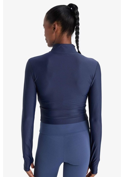 Defacto Defactofit Slim Fit Dar Kesim Dik Yaka Baskılı Fermuarlı Hırka E7717ax25aunv238 Lacivert