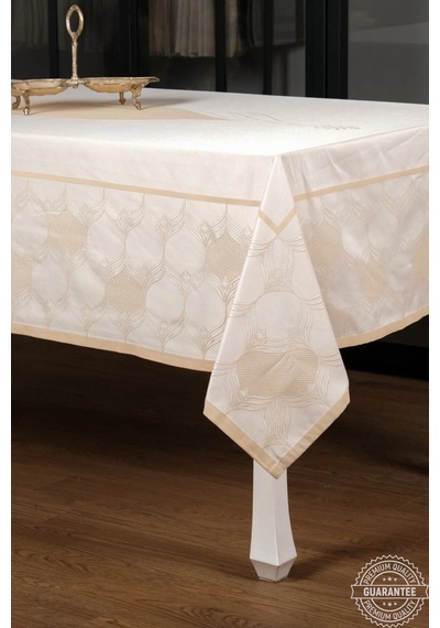 Aslı Lüx Jakar Tp Polycotton Kumaş Bej Masa Örtüsü 160x220 Cm - 1225 Çok Renkli