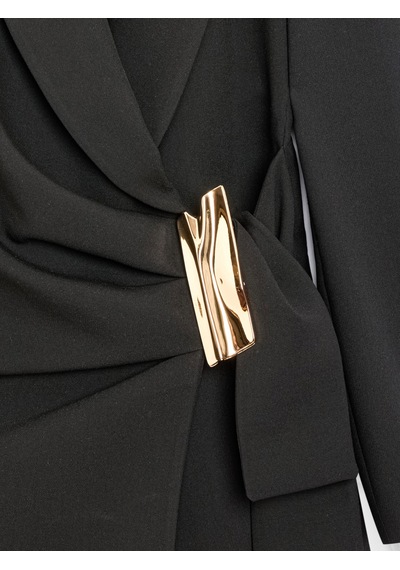 Dilvin 60824 Gold Aksesuar Detaylı Kruvaze Blazer Siyah