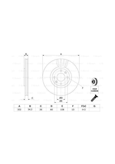 Citroen C4 1.2 Puretech 2020-2026 Bosch Ön Disk 302mm 2 Adet Hns