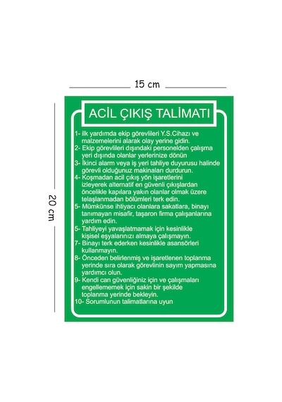 Metal Acil Çıkış Talimatı 15x20 Cm Uyarı İş Güvenliği Levhası