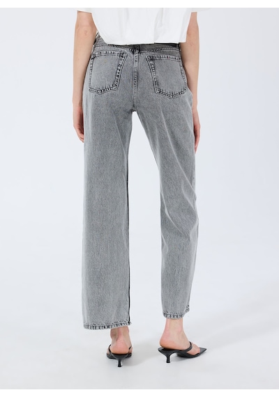 Hugo Gri Kadın %100 Pamuk Straight Denim Pantolon 50539781