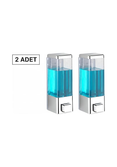 2 Adet Duvara Monte Sıvı Sabunluk Şampuan Dispenseri. Hem Vidalı Hem Yapışkanlı Montaj D-1 Gümüş