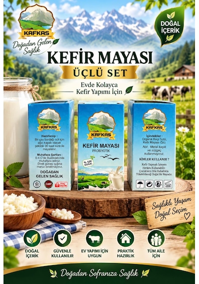 Kefir Mayası Kafkas Doğal Canlı Tane Maya Probiyotik 3 Adet