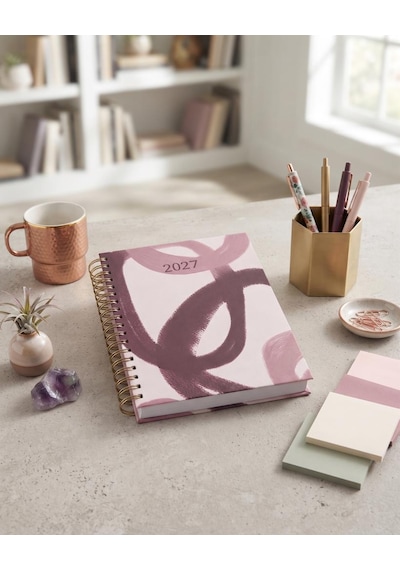 Lizy 2027 Günlük Spiralli Sert Kapak 17x24 Cm Ajanda Model-1 Pembe