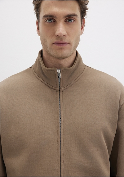 Mavi - Dik Yaka Fermuarlı Kahverengi Sweatshirt 0s10377-70378