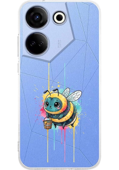 Tecno Camon 20 İle Uyumlu Splash Arı Tasarımlı Şeffaf Silikon Kılıf Şeffaf