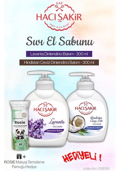Hacı Şakir Lavanta Ve Hindistan Cevizi 300 Ml Sıvı Sabun Ve Rosie Pamuk