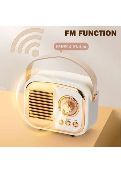 Nostaljik Retro Radio Parlak Kaplama Bluetooth Bağlantılı Hoparlör - Kırmızı- Tek Ebat