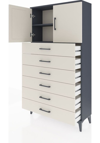 Arges Dolap 2 Raflı 6 Çekmeceli 2 Kapaklı 88x30x163 Antrasit-aytaşı Antrasit Arges Dolap 2 Raflı 6 Çekmeceli 2 Kapaklı 88x30x163 Antrasit-aytaşı Antrasit