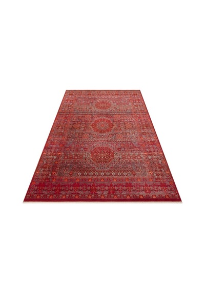 Eko Halı Pietra Pta 20 Red Sıcak Renk Tonlarını Etnik Desenlerle Buluşturan Yumuşak Tuşeli Salon Halısı Oturma Odası Halısı Mutfak Halısı Modern Makine Halısı Krem - Kırmızı