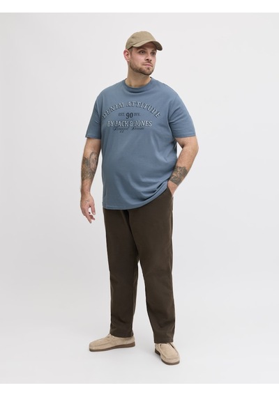 Jack & Jones Jack Jones Yazı Baskılı Büyük Beden Erkek Tişört 12294518 Mavi