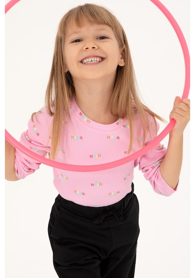 U.S. Polo Assn. Kız Çocuk Pembe Bisiklet Yaka Sweatshirt 50298175-VR041