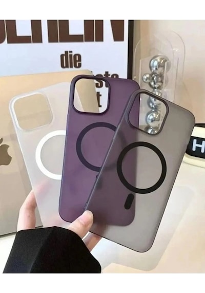 iPhone Uyumlu 16 Pro Tuna Buzlu Sert İnce Magsafe Telefon Kılıfı Çok Renkli