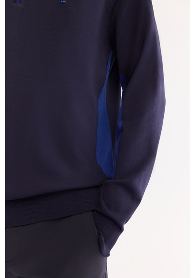 Avva Erkek Lacivert Dik Yaka Fermuarlı Rayon Tüylenmeyen Triko Regular Fit Kazak A52y5020