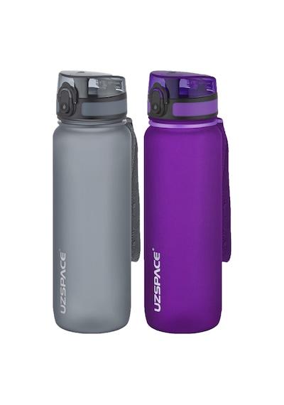Uzspace 2'li Tritan Matara Seti 800 Ml 14 Farklı Renk Seçeneği Fiftyfifty-3053seta Gri-Mor