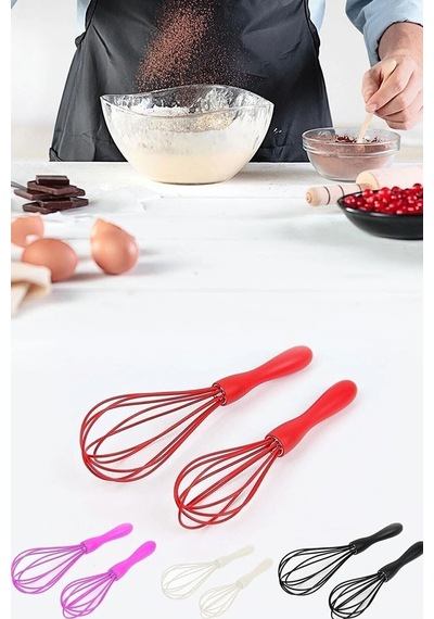 2'li Silikon Yumurta Puding Sos Kremşanti Çırpma Teli Çırpıcı Silikon Diğer