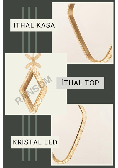 Ransom İthal Seri 3 Renk Kumandalı Karo Halka Led Avize Toplu Kelebekli Gold Kasa Koridor&oda Ledli Avize