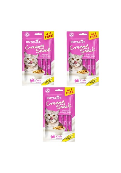 Creamy Snack Yengeçli Kedi Ödül Maması 4+1 Üçlü Paket