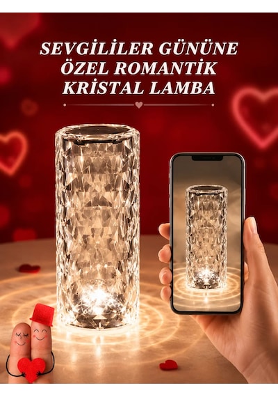 Sevgililer Günü İçin Hediye Kristal Lamba Sevgiliye Hediye Usb Şarjlı Gece Lambası Kopya Şeffaf